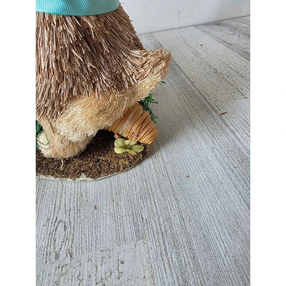Vintage Pier 1 sisal rabbit bunny bottle‎ brush bristle carrot teeter totter
